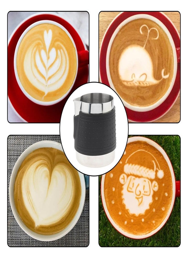 TQEONKL Handleless Milk Pitchers 2Pcs - 12 oz Creamer Pitcher Bell Creamers Jug, Espresso Steaming Pitcher with Round Spout, Stainless Steel Milk Frothing Jug, Foaming Pitcher Non-Stick, Premium Barista Tool - Image 3
