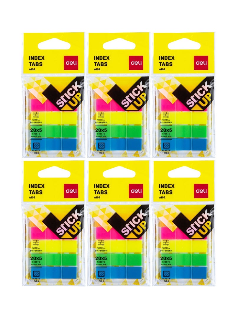 Deli 6-Pack Index Tab 44x12mm Size Multicolour - Image 1