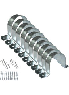 Royal Apex Royal Apex Galvanized (GI) U Clamps Fastener Hanger Pipe Clamps Clip with Screw and Plug, for Conduit Pipe Fixing Bracket and Support Water Pipe and Gas Pipe – 10 Pcs (1/2 Inch)  - Image 1