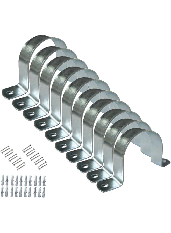 Royal Apex Galvanized (GI) U Clamps Fastener Hanger Pipe Clamps Clip with Screw and Plug, for Conduit Pipe Fixing Bracket and Support Water Pipe and Gas Pipe – 10 Pcs (1/2 Inch) - Image 1