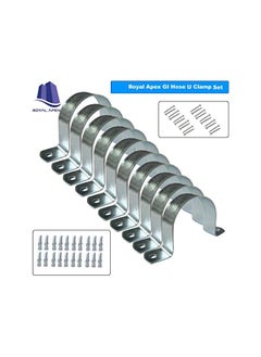 Royal Apex Royal Apex Galvanized (GI) U Clamps Fastener Hanger Pipe Clamps Clip with Screw and Plug, for Conduit Pipe Fixing Bracket and Support Water Pipe and Gas Pipe – 10 Pcs (1/2 Inch)  - Image 2