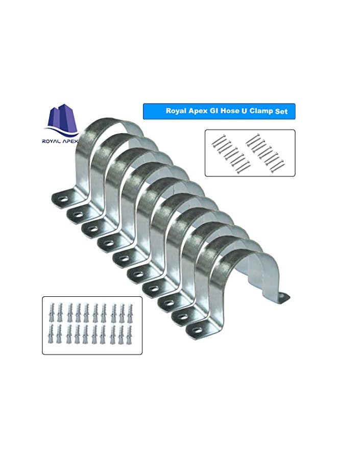 Royal Apex Galvanized (GI) U Clamps Fastener Hanger Pipe Clamps Clip with Screw and Plug, for Conduit Pipe Fixing Bracket and Support Water Pipe and Gas Pipe – 10 Pcs (1/2 Inch) - Image 2