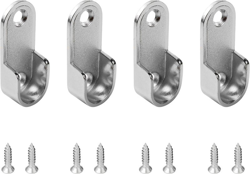 Mcredy Karcy 2 Pair Zinc Alloy Oval Hanging Rail Rod Holder End Bracket Support for Wardrobe Closet Silver 0.63" Inner Size - Image 1