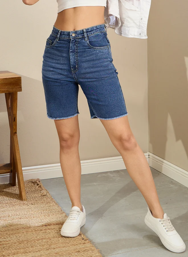 SASSAFRAS Sassafras Blue High Rise Denim Shorts