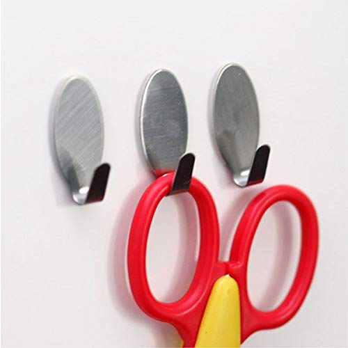 AmigozZ Multipurpose Small Oval Stainless Steel Adhesive Hooks - Load Capacity Upto 1 Kg - Silver, Set of 12 - Image 2