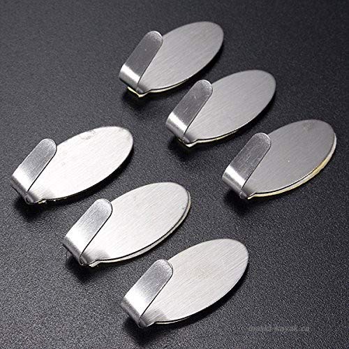 AmigozZ Multipurpose Small Oval Stainless Steel Adhesive Hooks - Load Capacity Upto 1 Kg - Silver, Set of 12 - Image 3