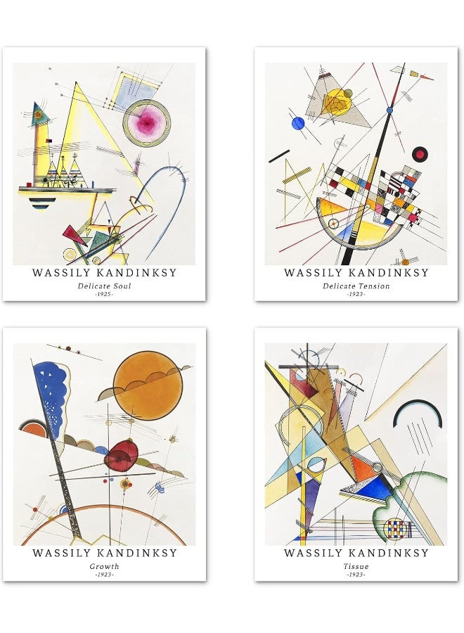 Home Trove Berkin Arts Wall Art Unframed Prints Giclee Art Paper Set of 4, 11x14 inch Abstract Geometric Artwork, Indoor Decoration Artistic Beautiful Medium Size Wassily Kandinsky Paintings - Image 1