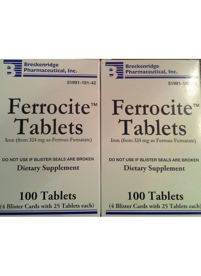 [2 Pack] Ferrocite® Tablets 100 Ct *Compare To Hemocyte  Save* 2 Boxes Of 100