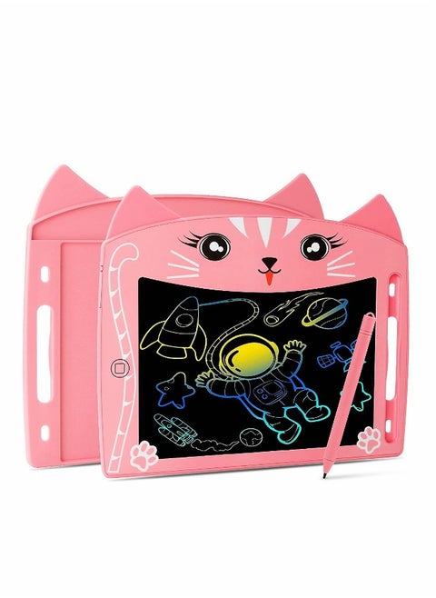 LCD Writing Tablet, 8.5 Inch Doodle Board with Lock Function, Colorful Screen Drawing Pad for Kids, Educational Erasable Toy, Perfect for Preschool Learning and Creativity (Pink Cat Design)