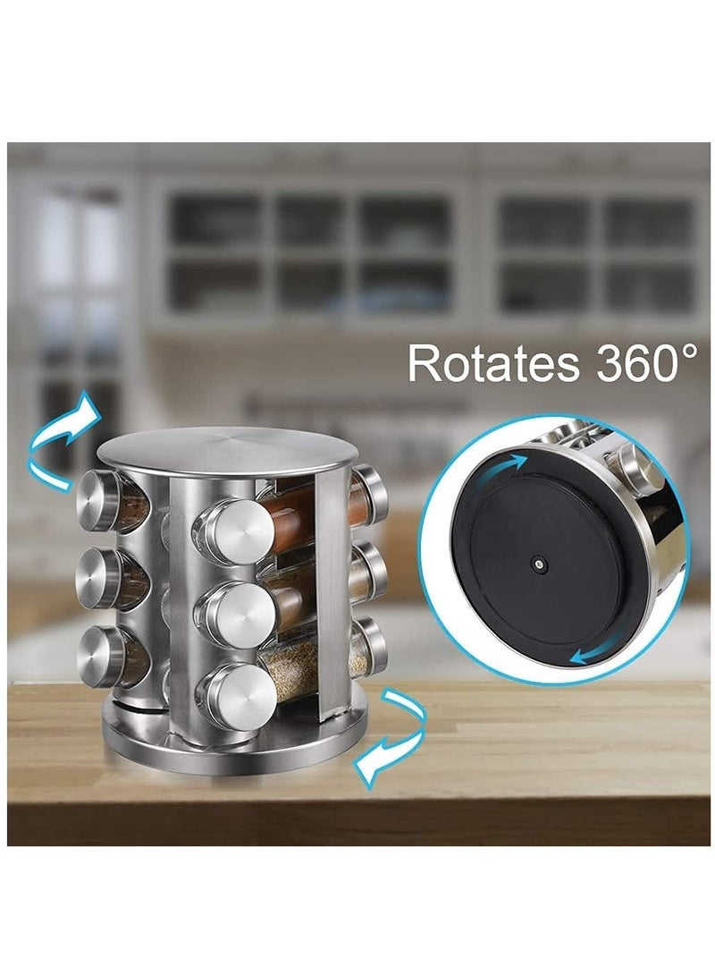 ELTRAZONE 12-Glass Bottle Deluxe Spice Rack Spice Carousel Spice Organizer Seasoning Organizer Seasoning Rack Seasoning Carousel - Image 5