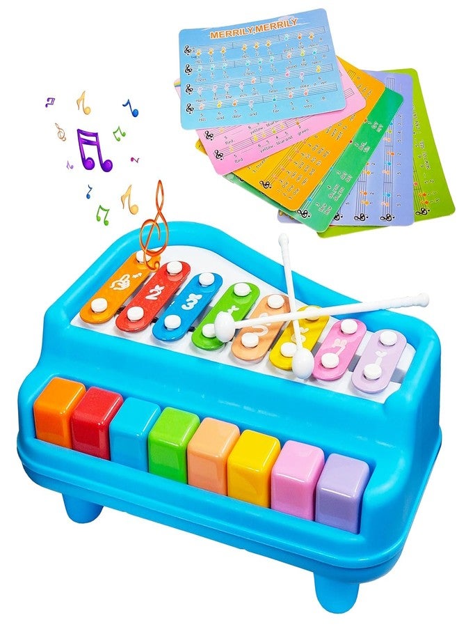 ZELVO 2 in 1 Multicolored Key Keyboard Xylophone Piano, Preschool Kids Educational Knock Playing Musical Learning Instruments Toy for Baby Kids Girls Boys (8 Scale) - Image 1