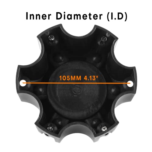 GTOWNWORKS 4.49in Wheel Center Caps for Ballistic Black Center Cover Replacement, 4 Pack, 6 lugs - Image 3