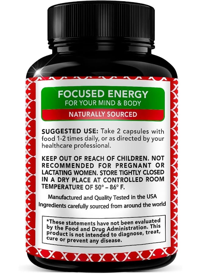 X Gold Health Korean Red Panax Ginseng 1200mg + Ginkgo Biloba - Extra Strength Root Extract Powder Supplement w/High Ginsenosides Vegan Capsules for Energy, Performance & Focus - Supplement for Men & Women - Image 3