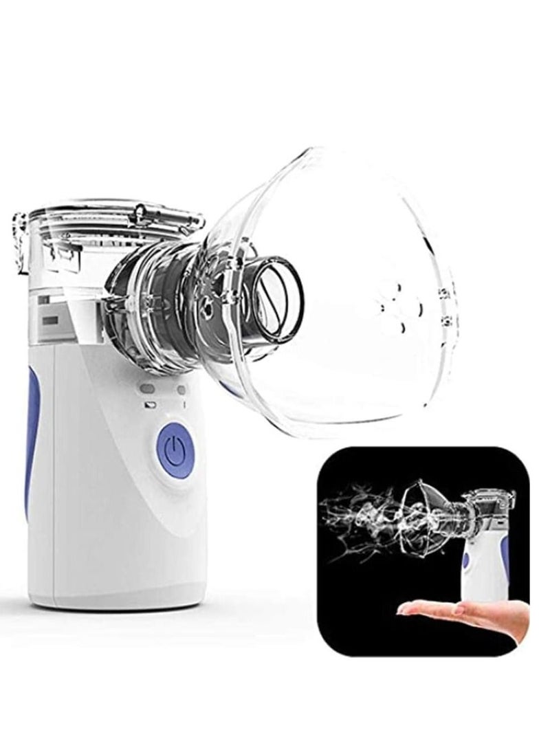 Handheld Mini Atomizing Vaporiser Portable Lightweight Cool Mist Humidifier Professional Ultrasonic Nebulizer Ideal for Daily Use Health Care Masks Steaming,Blue - Image 1