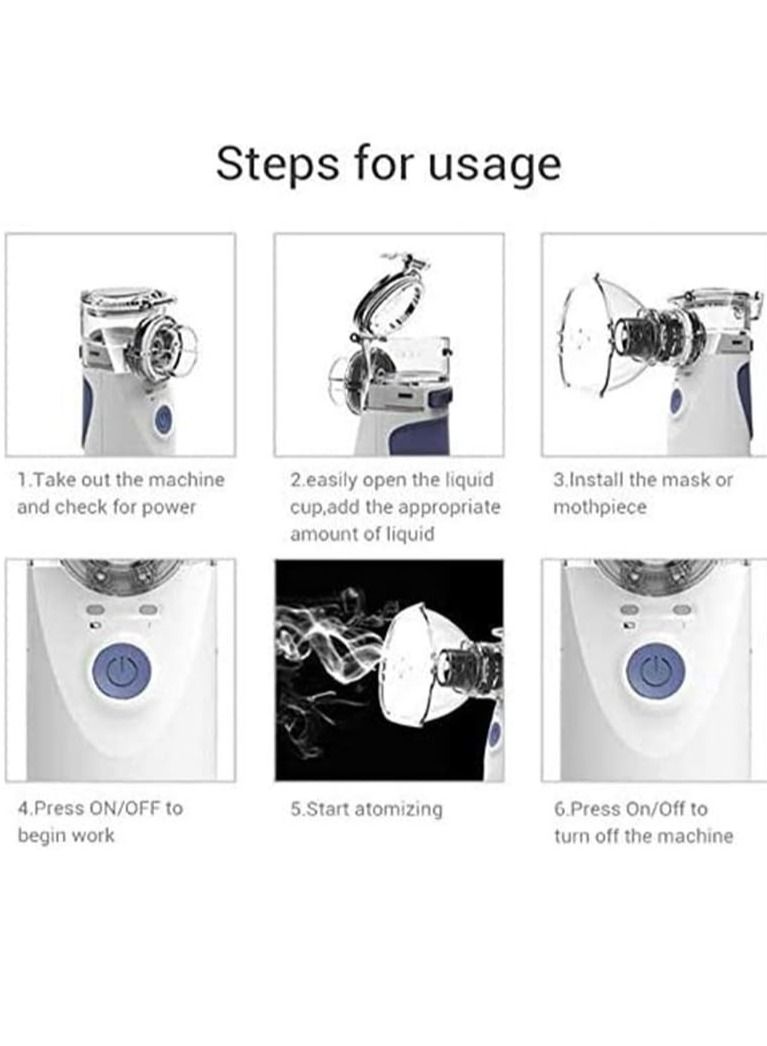 Handheld Mini Atomizing Vaporiser Portable Lightweight Cool Mist Humidifier Professional Ultrasonic Nebulizer Ideal for Daily Use Health Care Masks Steaming,Blue - Image 4