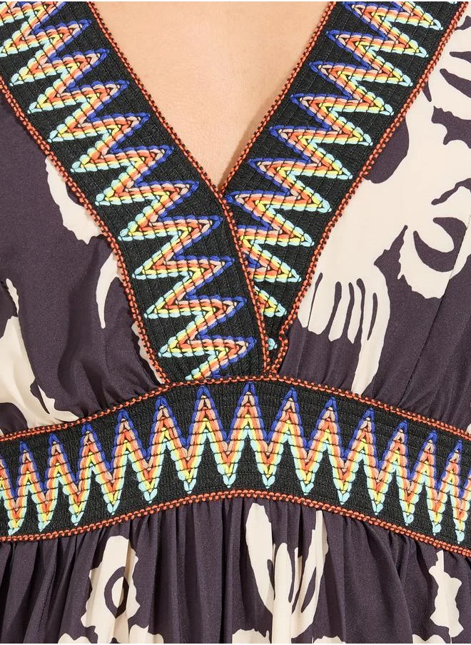 Styli Bohemian Print Sleeveless A-Line Maxi Dress