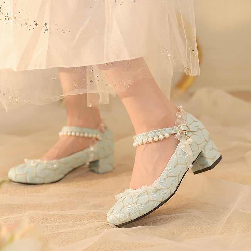 Pattern Spring 2024 Lace Edge Cheongsam 33-47 Size New Guofeng Hanfu Shallow Mouth Single Shoes - Image 2