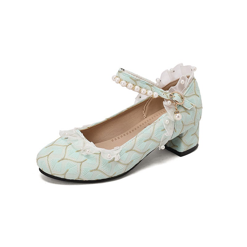 Pattern Spring 2024 Lace Edge Cheongsam 33-47 Size New Guofeng Hanfu Shallow Mouth Single Shoes - Image 1