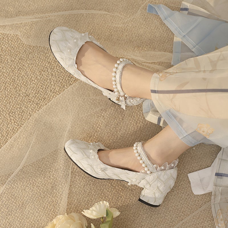 Pattern Spring 2024 Lace Edge Cheongsam 33-47 Size New Guofeng Hanfu Shallow Mouth Single Shoes - Image 3