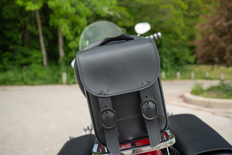 Dowco Willie & Max 59591-00 Black Jack Series: Synthetic Leather Motorcycle Sissy Bar Bag, Black, Universal Fit, 8in.W x 10in.H x 4.5in.D. Handcrafted. Made in the USA. Limited Lifetime Warranty. - Image 3
