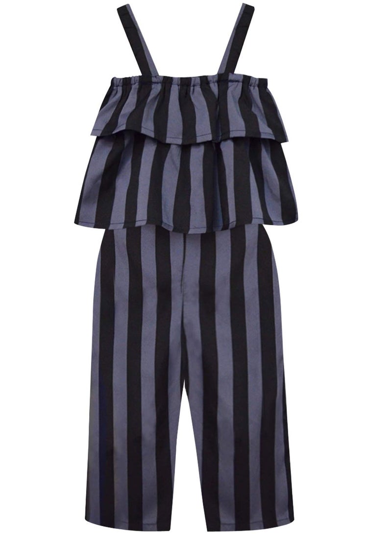 A.T.U.N. (ALL THINGS UBER NICE) A.T.U.N. All Things Uber Nice) Polyester Ruffle Girls, Long Jumpsuit (Gjst Fio_Charcoal Grey-Black_3-4 Years) - Image 2