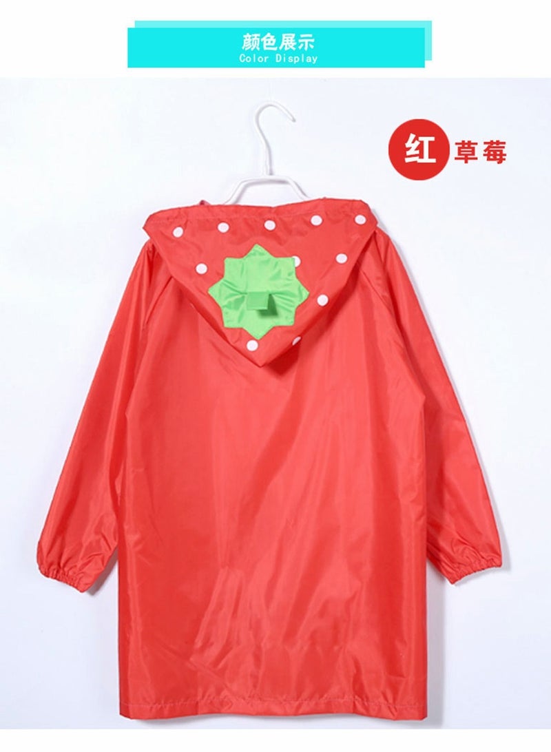 Y&D Children's raincoats, Cartoon Kids Rain Jacket, Blue CarGirls Hooded Poncho Outdoors Transparent Raincoat Student Suit Waterproof Durable Windbreaker (Red Strawberry)  - Image 3