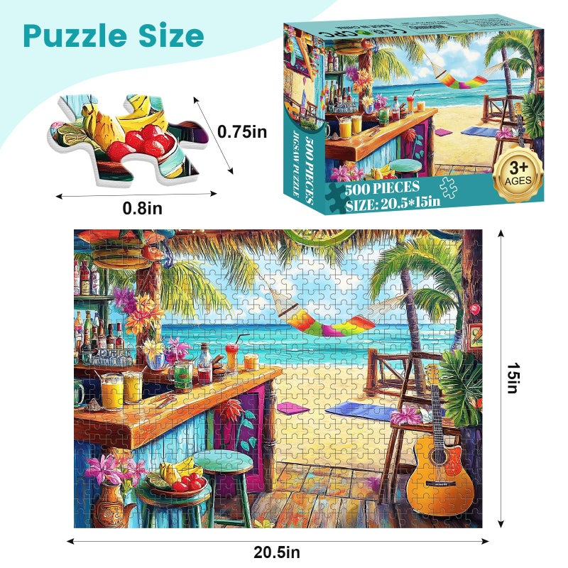 VOLUVOLU 500 Piece Puzzle For Adults  Vacation Jigsaw Puzzle  Seaside Bar Puzzles 500 Pieces Birthday Party For Family Kids And Adults Funny Puzzle  Fun And Challenging Family Games 20.5?15 In - Image 2
