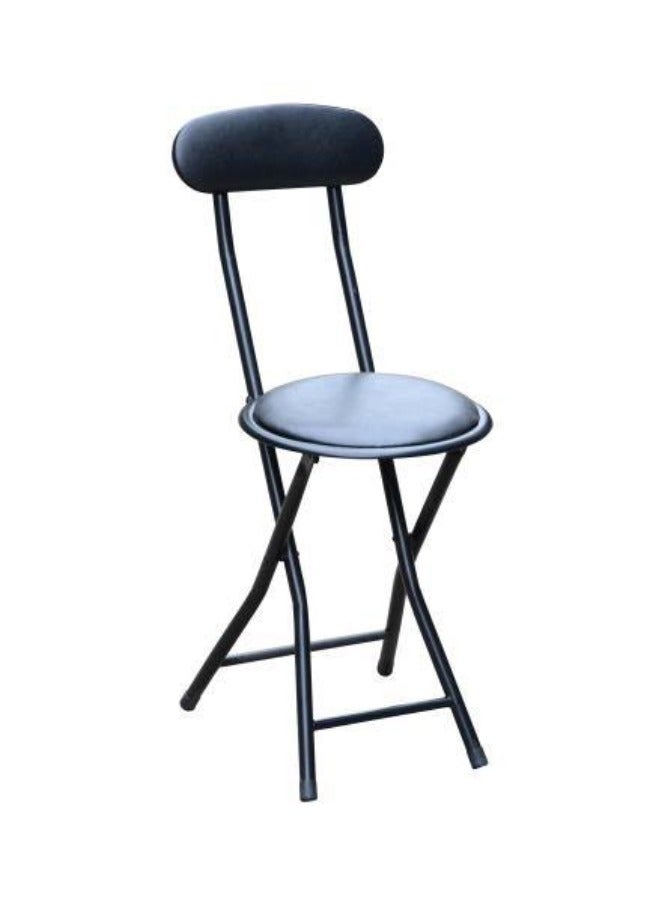 Ayda Foldable Chair with Rexin and cusion | Camping Chair | Travel Chair | Masjid Chair | Trip Chair-Black