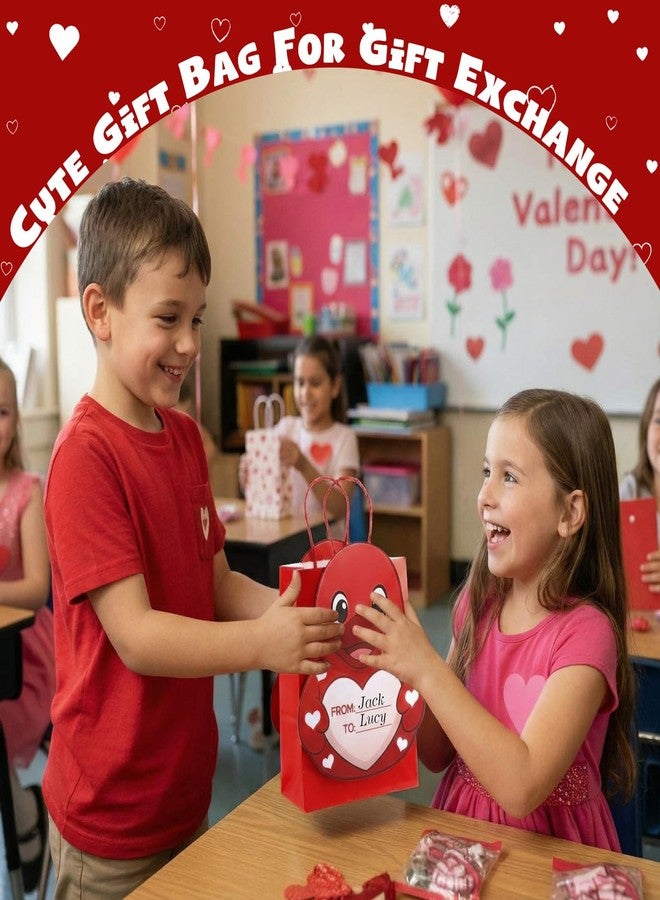 ForraFun 12 Pcs Valentine's Day Rubber Duck Gift Bags Bulk Funny Valentines Gifts for Kids Classroom Exchange Valentines Day Floral Bags with Handles for Valentine's School Class Party Favor Supplies - Image 4