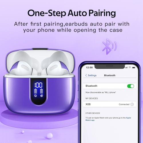 TAGRY Bluetooth Headphones True Wireless Earbuds 60H Playback LED Power Display Earphones with Wireless Charging Case IPX5 Waterproof in-Ear Ear buds with Mic for TV Smart Phone Laptop Computer Sports - Image 5