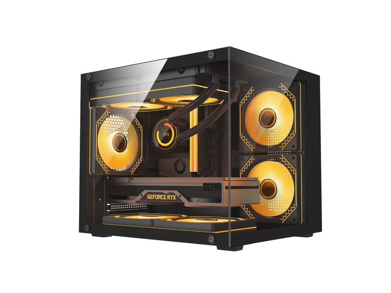 H1 Gaming by Century Star | Supports MATX, ITX | Compact Cube Cabinet with 3 Pre-Installed RGB Fans - Image 1