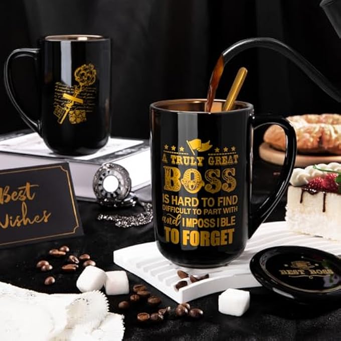 ALBISS هدايا رئيس للرجال والنساء، أفضل كوب رئيس، هدية شكر للرجل المتفوق أو المرأة، مثالي لأعياد الميلاد أو الكريسماس أو التقاعد أو الوداع أو ترك المكتب أو التقدير، 18 أونصة، كوب سيراميك رائع أسود - Image 5