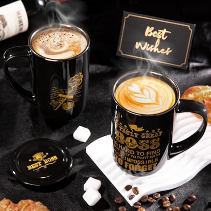 ALBISS هدايا رئيس للرجال والنساء، أفضل كوب رئيس، هدية شكر للرجل المتفوق أو المرأة، مثالي لأعياد الميلاد أو الكريسماس أو التقاعد أو الوداع أو ترك المكتب أو التقدير، 18 أونصة، كوب سيراميك رائع أسود - Image 4