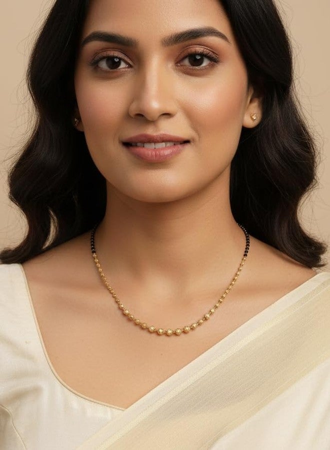JHB Traditional Tanmaniya Designer Mangalsutra Black Beads Short Chain For Women - Image 2