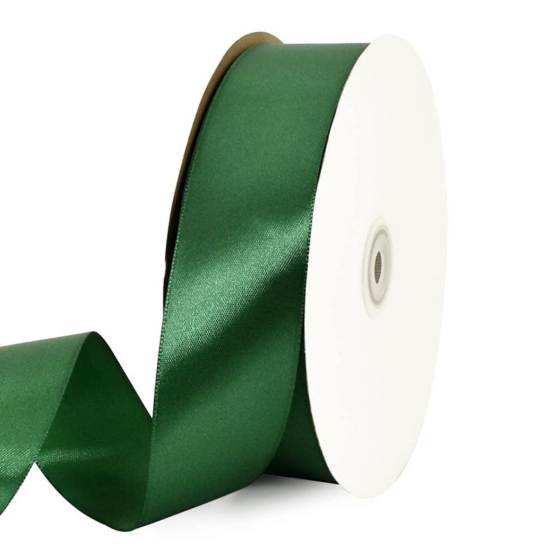 TONIFUL 112 Inch 40mm x 100 Yards Dark Green Wide Satin Ribbon Solid Fabric Ribbon for Gift Wrapping Chair Sash Valentines Day Wedding Birthday Party Decoration Hair Floral Craft Sewing