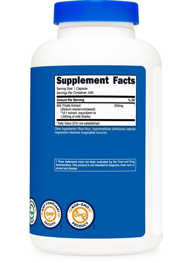 Nutricost مكمل حليب الشوك من نوتريكوست 250 ملغ (معادل 1000 ملغ)، 240 كبسولة نباتية - مستخلص 4:1 - خالي من الكائنات المعدلة وراثيًا وخالي من الغلوتين - Image 4