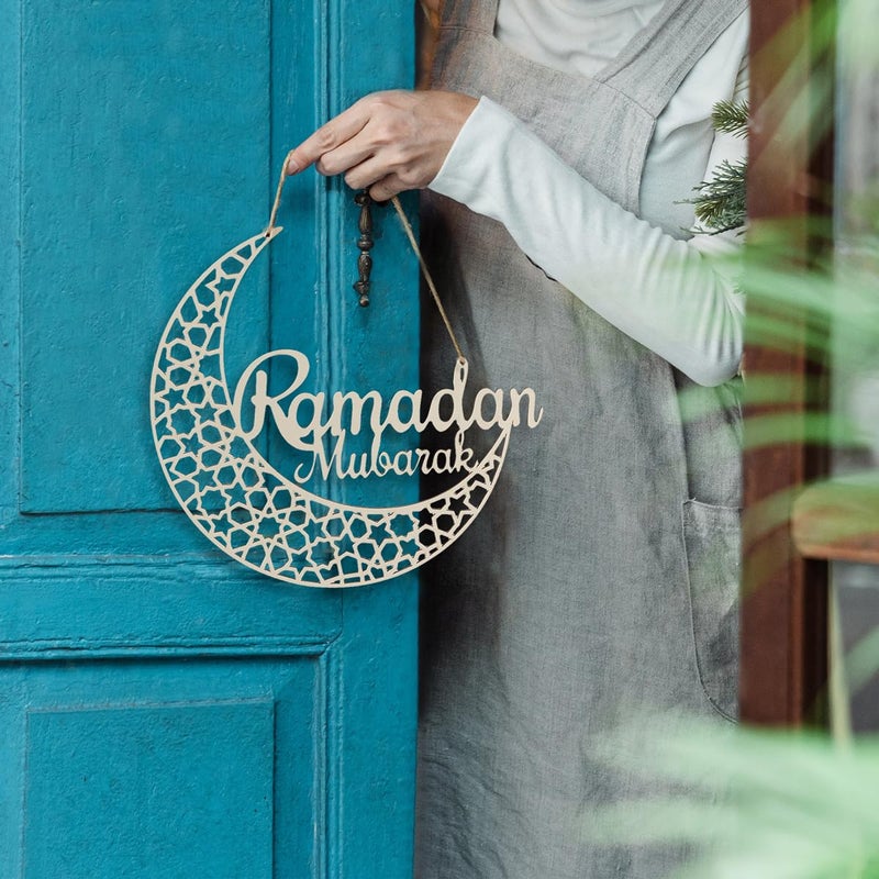 OLEEK ramadan door wreath (12in) ramadan mubarak sign - ramadan decorations for home 2026 - ramadan wreath - ramadan gifts for kids - ramadan door decoration - ramadan decor - ramadan mubarak door sign - Image 2