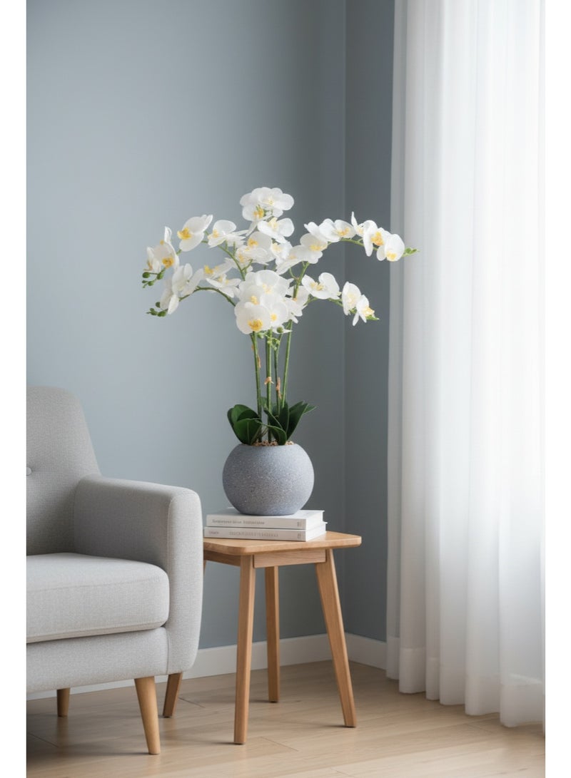 تالا زهرة أوركيد صناعية بستة فروع في أصيص أنيق – ارتفاع 75 سم، لمسة فاخرة لديكور المنزل والمكتب - Image 3