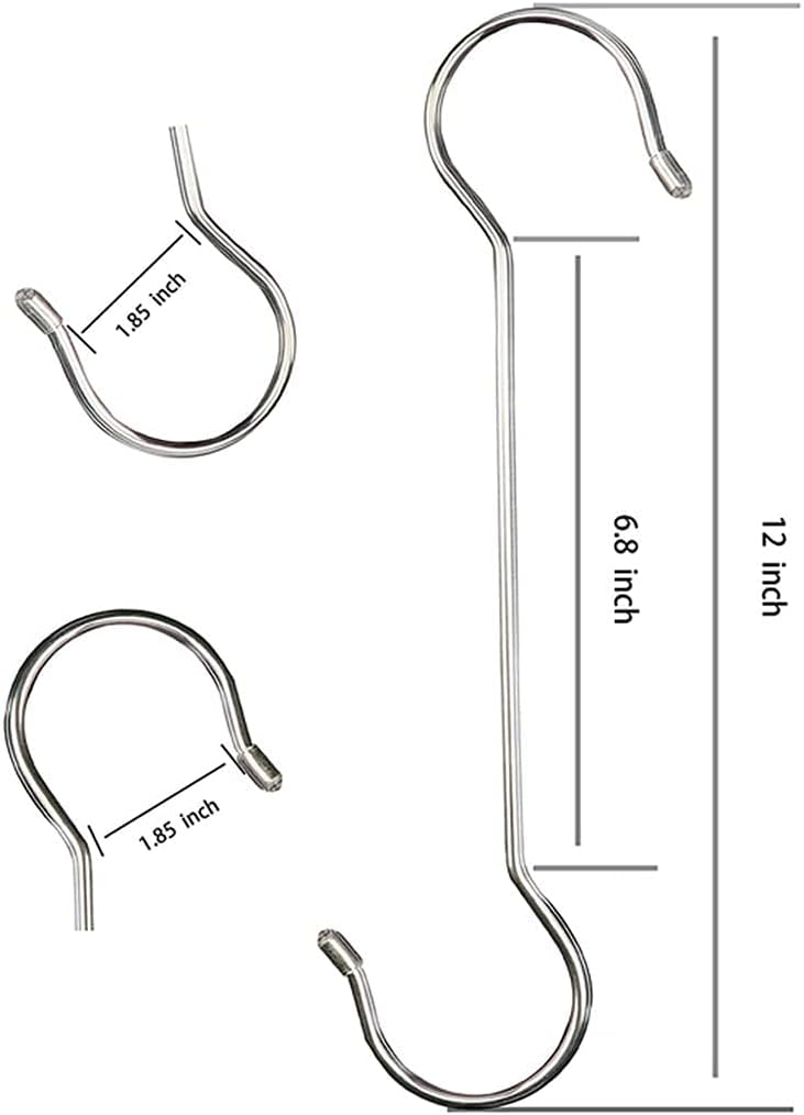 Lchkrep 6 Pack Extra Large Heavy Duty Long Outdoor Plant Hanging S Hooks - for Baskets, Bird Feeders, Wind Chimes, Garden Ornaments,Pergola,Closet,Flower Basket,Indoor Outdoor Uses (12 inch)… - Image 4