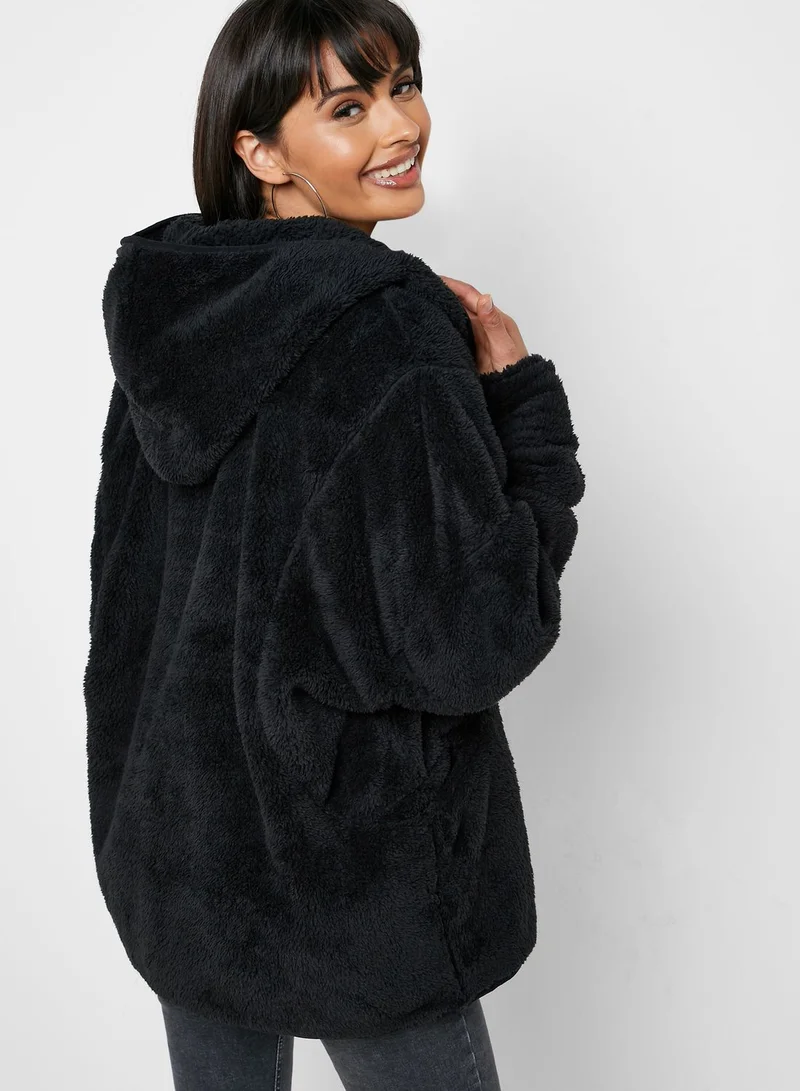 FOREVER 21 Faux Fur Hooded Jacket