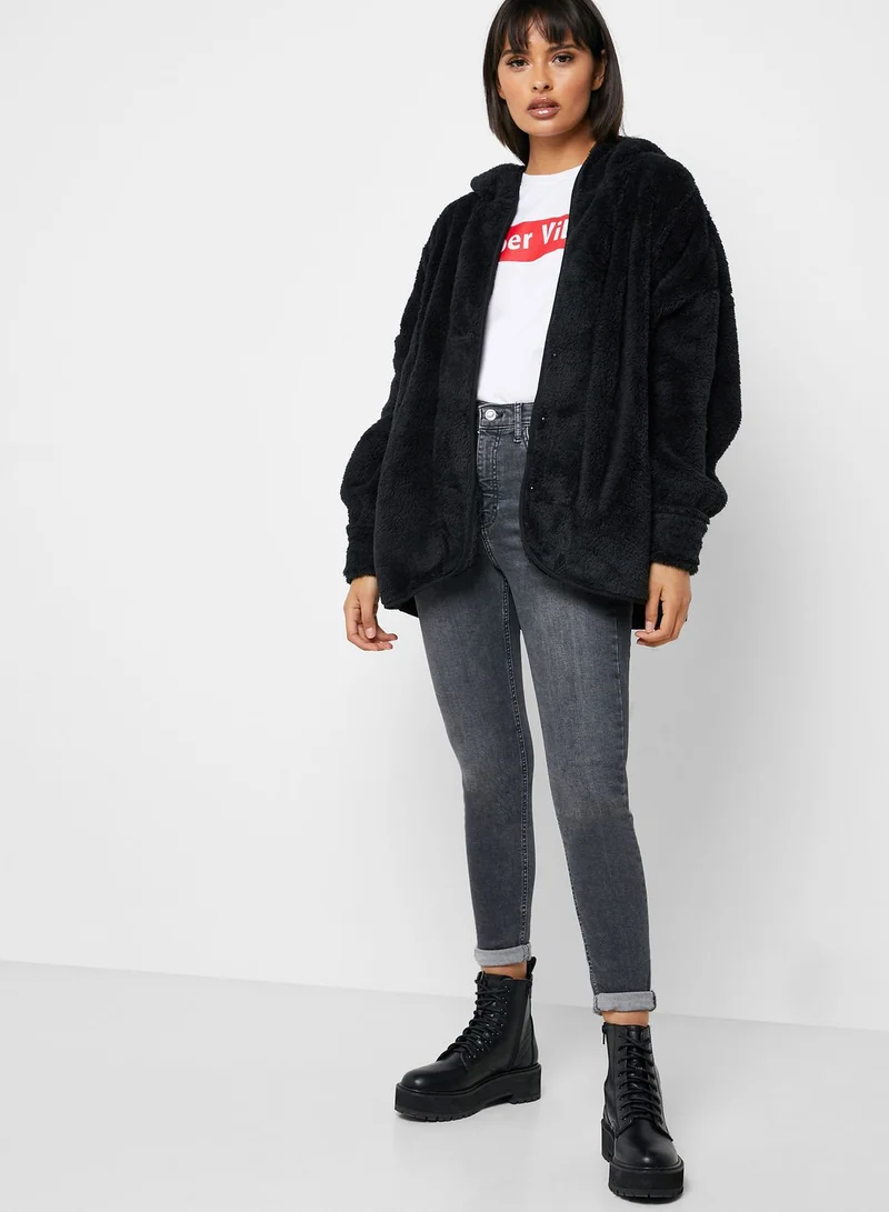 FOREVER 21 Faux Fur Hooded Jacket
