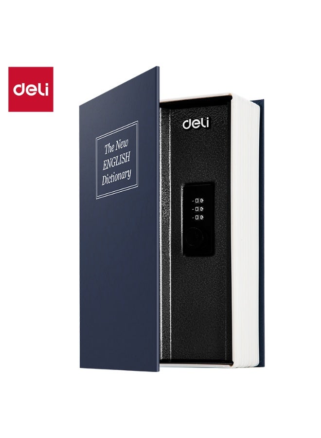 Deli Book Box Safe - Disguised as English Dictionary with 3-Digit Combination Lock, Heavy-Duty Alloy Steel, Compact & Secure for Home & Office (Blue) - Image 2