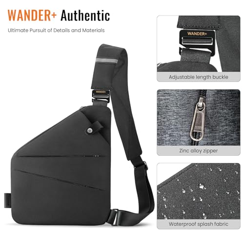 WANDER PLUS Anti Theft Crossbody Bag, Shoulder Bag Anti-theft Design for Travel, Sport, Work, Black - Image 2