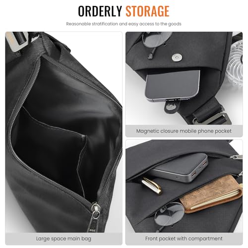 WANDER PLUS Anti Theft Crossbody Bag, Shoulder Bag Anti-theft Design for Travel, Sport, Work, Black - Image 4
