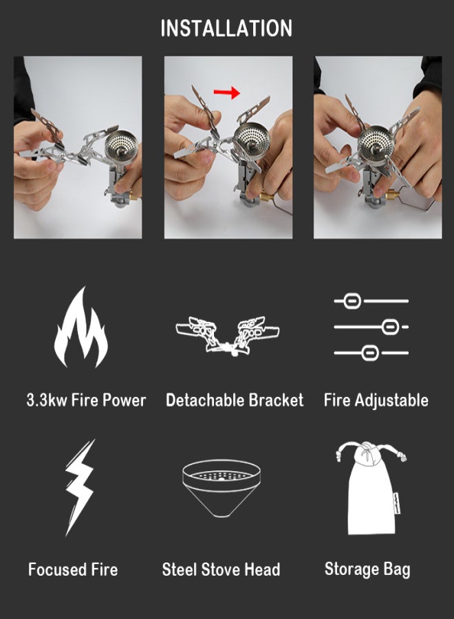 Campingmoon 3300W Camping Stove High Efficient Backpacking Stove Camping Split Gas Stove - Image 4