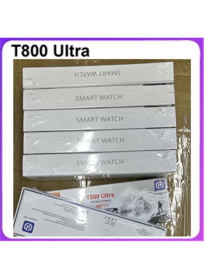 T800 Ultra Smart Watch Huaqiang North S9 Bluetooth Phone Multi-function Blood Oxygen Monitoring Sports Photo Cross-border-Color:Black-no Chinese