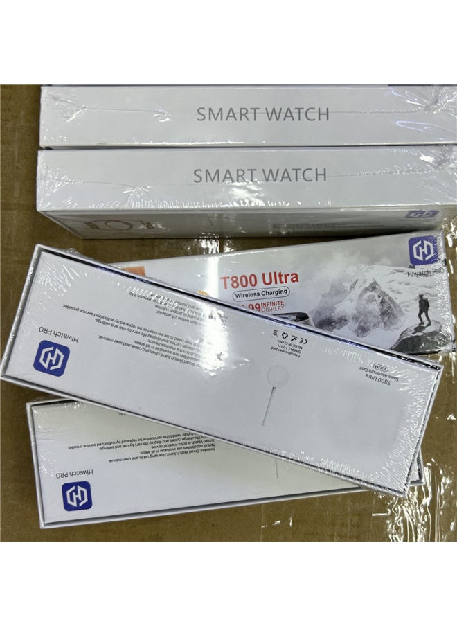 T800 Ultra Smart Watch Huaqiang North S9 Bluetooth Phone Multi-function Blood Oxygen Monitoring Sports Photo Cross-border-Color:Black-no Chinese