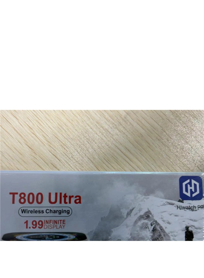T800 Ultra Smart Watch Huaqiang North S9 Bluetooth Phone Multi-function Blood Oxygen Monitoring Sports Photo Cross-border-Color:Black-no Chinese