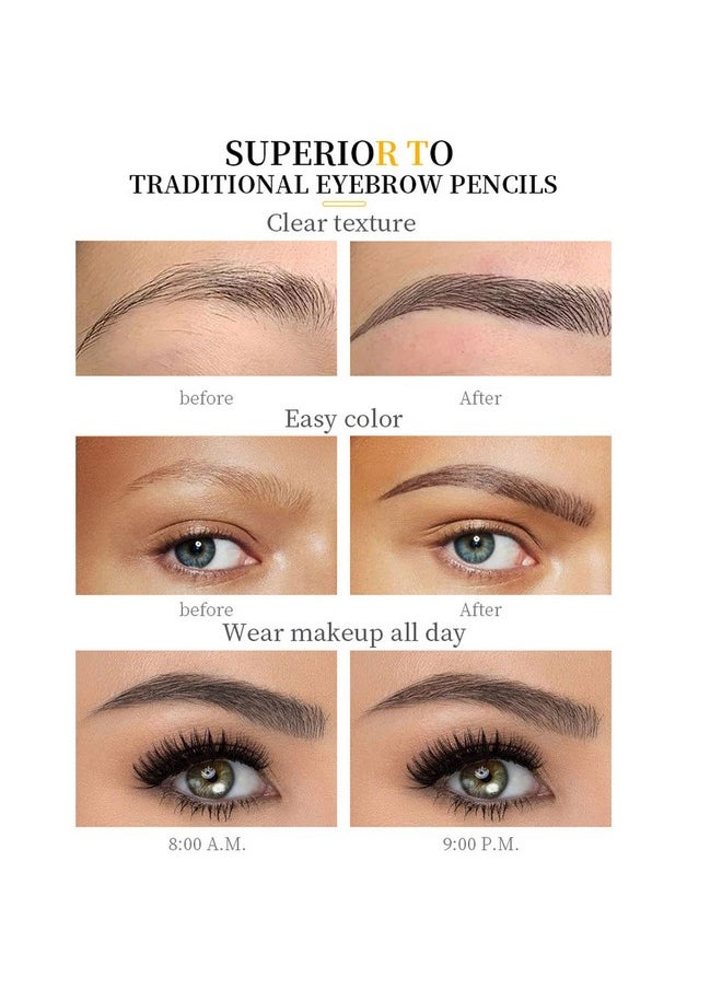 LemonSac - Eyebrow Pen Longlasting Waterproof Dark Brown Liquid Eyebrow Pen Tiltedpronged Tip Eye Brow Color Smudgeproof Eyebrow Pen For Women Daily Natural Eye Brown Makeup (4 Dark Brown) - Image 1