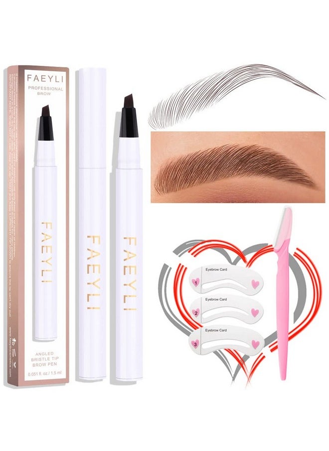 LemonSac - Eyebrow Pen Longlasting Waterproof Dark Brown Liquid Eyebrow Pen Tiltedpronged Tip Eye Brow Color Smudgeproof Eyebrow Pen For Women Daily Natural Eye Brown Makeup (4 Dark Brown) - Image 1